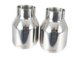 ES#3658933 - TPK0004 - Single-Walled Exhaust Tips - Polished Silver - Pair of slash-cut single-walled 4 exhaust tips with 2.5" inlets - APR - Audi Volkswagen Porsche