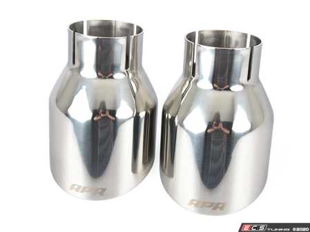 ES#3658933 - TPK0004 - Single-Walled Exhaust Tips - Polished Silver - Pair of slash-cut single-walled 4 exhaust tips with 2.5" inlets - APR - Audi Volkswagen Porsche