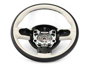 ES#2537750 - 32306855736 - Sport Steering Wheel - MINI Yours Soda - Gray/white inside of wheel and black outside rim - Genuine MINI - MINI