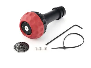 BFI Heavy Weight Shift Knob Schwarz - Rosso Centaurus Leather - Black Anodized