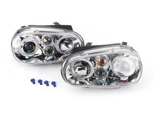 ES#3021492 - LHPGLF99TM - Projector Headlight Set - Chrome - With fog lights and angel eyes - Spec-D Tuning - Volkswagen