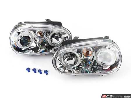 ES#3021492 - LHPGLF99TM - Projector Headlight Set - Chrome - With fog lights and angel eyes - Spec-D Tuning - Volkswagen