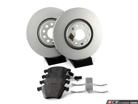 ES#3145436 - ESK2990 - Power Stop Euro-Stop Premium Front Brake Kit (320mm) - A premium OE-equivalent front axle upgrade featuring ECE-R90 certified semi-metallic brake pads, genuine Geomet coated high-carbon smooth vented rotors, and an integrated electronic wear sensor. - Power Stop - Audi