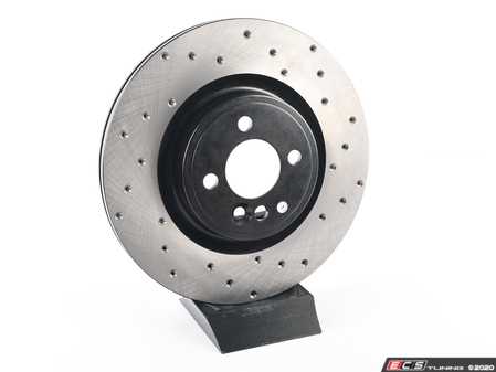 ES#3222775 - 128.34114L - Cross-Drilled Brake Rotor - Front 12.44" (316x22) - This design removes performance robbing outgas and material dust caused by braking - StopTech - MINI