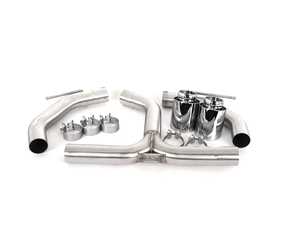 ES#3612818 - 026147ecs01-02KT - MK6 GTI Muffler Delete Kit - With 4.0" Chrome Tips - Add an aggressive exhaust note to your VW MK6 GTI's stock exhaust system - ECS - Volkswagen