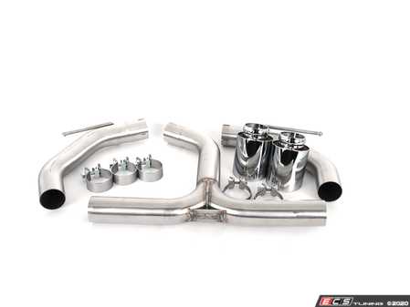 ES#3612818 - 026147ecs01-02KT - MK6 GTI Muffler Delete Kit - With 4.0" Chrome Tips - Add an aggressive exhaust note to your VW MK6 GTI's stock exhaust system - ECS - Volkswagen