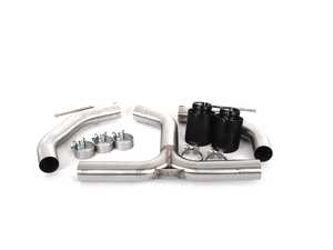 ES#3675377 - 026147ECS01-01KT - MK6 GTI Muffler Delete Kit - With 4.0" Black Chrome Tips - Add an aggressive exhaust note to your VW MK6 GTI's stock exhaust system - ECS - Volkswagen