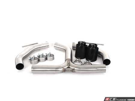 ES#3675377 - 026147ECS01-01KT - MK6 GTI Muffler Delete Kit - With 4.0" Black Chrome Tips - Add an aggressive exhaust note to your VW MK6 GTI's stock exhaust system - ECS - Volkswagen