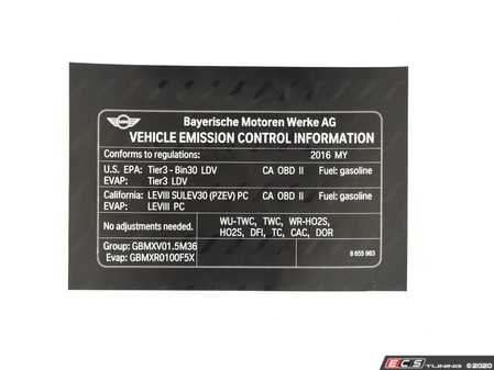 ES#2995435 - 71228655983 - LABEL "EXHAUST EMISSION" - Genuine MINI - MINI