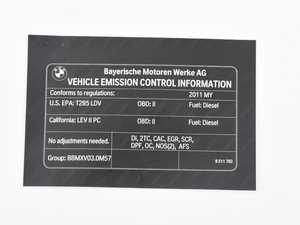 ES#1906909 - 71228511763 - Exhaust Emissions Label - Genuine BMW - BMW