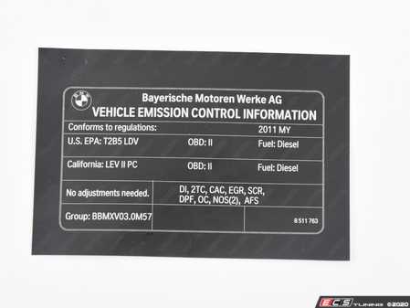 ES#1906909 - 71228511763 - Exhaust Emissions Label - Genuine BMW - BMW