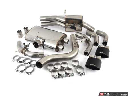 ES#3969371 - SAU081C - Cat-Back Exhaust System - Resonated With Valves - 3.15" T304 stainless, resonated exhaust system with dual oval ceramic 'Evo' tips - Retains OE valve motors - Scorpion - Audi