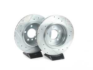 ES#3477761 - K5729-26 - Z26 Street Warrior Brake Kit - Rear - Includes performance drilled and slotted rotors and Power Stop's Extreme Carbon-Fiber Ceramic pads. - Power Stop - BMW