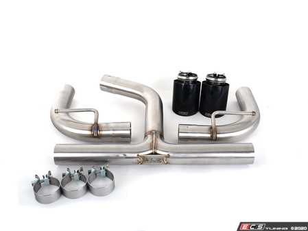 ES#3579178 - 023245ecs01-01KT - MK7 GTI Muffler Delete Kit - With 4.0" Black Chrome Tips - Add an aggressive exhaust note to your VW MK7 GTI's stock exhaust system - ECS - Volkswagen