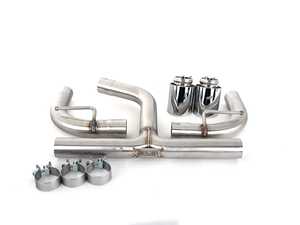ES#3579180 - 023245ECS01-02KT - MK7 GTI Muffler Delete Kit - With 4.0" Chrome Tips - Add an aggressive exhaust note to your VW MK7 GTI's stock exhaust system - ECS - Volkswagen