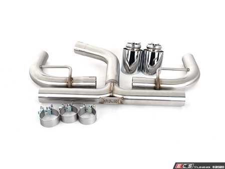 ES#3579182 - 023245ECS02-02KT - MK7.5 GTI (2019 - 2021) Muffler Delete Kit - With 4.0" Chrome Tips - Add an aggressive exhaust note to your VW MK7.5 GTI's stock exhaust system - ECS - Volkswagen