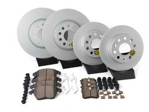ES#3989268 - CRK7530 - Power Stop Z23 Evolution Sport Coated Front & Rear Brake Kit (312mm/253mm) - A complete 4-wheel daily-driver upgrade featuring high-carbon smooth Geomet coated rotors and low-dust carbon-fiber ceramic pads. - Power Stop - Volkswagen