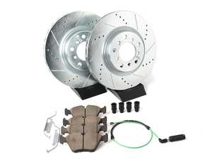ES#3477718 - K2903-26 - Z26 Street Warrior Brake Kit - Front - Includes performance drilled and slotted rotors and Power Stop's Extreme Carbon-Fiber Ceramic pads. - Power Stop - BMW