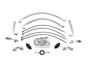 Stainless Braided Turbo Oil Line And Strainer/Screen Relocation Kit