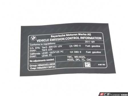 ES#3198882 - 71228681402 - LABEL EXHAUST EMISS - Genuine BMW - BMW