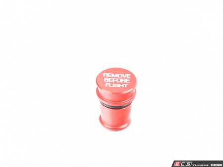 ES#4212824 - 028636ECS09-01 - Billet Power Port Plug - "Remove Before Flight" - Red Anodized - A little fun and function for your car! - ECS - Audi BMW Volkswagen Mercedes Benz MINI Porsche