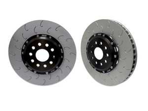 ES#4220119 - 034-301-1001 - 2-Piece Floating Front Brake Rotor Upgrade Kit (340x30) - Direct replacement rotors that reduce rotational mass and feature J-Slots for less noise but same benefits as conventional slots - 034Motorsport - Audi Volkswagen