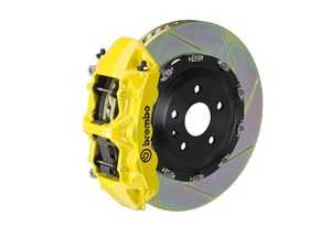 ES#4265325 - 1N2.9059A5 - Brembo GT Front Big Brake Kit - 2 Piece Slotted Rotors (380x34) - Featuring Yellow 6 piston calipers, stainless brake lines and Brembo Sport brake pads - Brembo - Audi