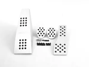 4 Piece Pedal Set - Rubber Grip - Silver