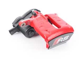 ES#2707123 - 8K0615404F - Rear Brake Caliper - Tornado Red - Right - Includes the parking brake motor and "RS" name plate - Genuine Volkswagen Audi - Audi