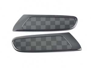 ES#3029618 - 51132410453 - Trim Cover Set With Pad - Checkered Black/Gray - These insert into the the side scuttle turn signal light as a decor upgrade - Genuine MINI - MINI
