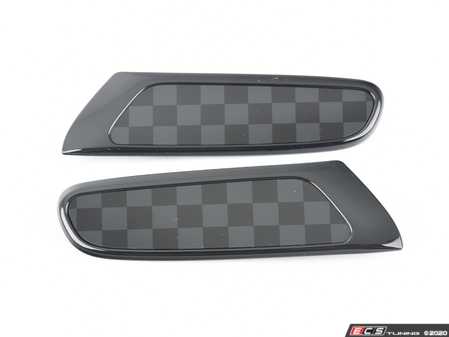 ES#3029618 - 51132410453 - Trim Cover Set With Pad - Checkered Black/Gray - These insert into the the side scuttle turn signal light as a decor upgrade - Genuine MINI - MINI