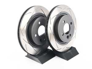ES#4819094 - dba2528sKT - DBA Front T2 Slot Brake Rotors - Pair  (316x22) - Street Series Bi-Symmetrical curve slot rotors with painted hubs and veins - DBA - MINI