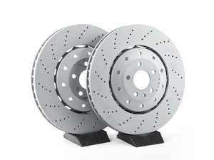 ES#4041015 - 4G0615301AHKT1 - Front Cross-Drilled Brake Rotors - Pair (390x36) - Restore stopping power with 'round' style rotors. Formula Z Drilled! - Zimmermann - Audi