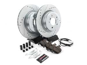 ES#3156037 - K045 - Z23 Evolution Sport Brake Kit - Rear - Includes drilled and slotted rotors, carbon fiber infused ceramic brake pads, and all new premium hardware. - Power Stop - BMW