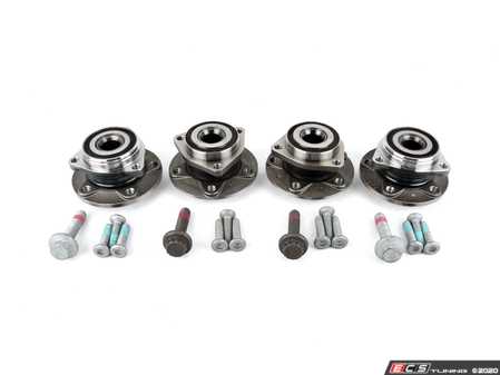 ES#3691192 - 8v0598625bkt2KT - Complete Wheel Bearing Kit  - All-inclusive kit includes bearings, axle bolts, and securing bolts for all four corners of the vehicle - Assembled By ECS - Audi