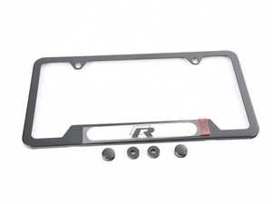 ES#2227786 - 5K0071801D - R-Line Plate Frame - Black - (NO LONGER AVAILABLE) - Black stainless frame featuring the R Line logo - Genuine Volkswagen Audi - 