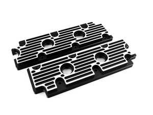 ES#2840149 - M11BLKBR - 964 Billet Aluminum Upper Valve Cover Pair - Black w/Brushed Fins - Direct bolt on replacement for your flimsy leaking factory covers - Machined to accept the reusable OEM gaskets - Rennline - Porsche