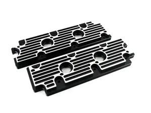 964 Billet Aluminum Upper Valve Cover Pair - Black w/Brushed Fins
