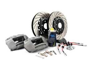 ES#4030652 - 8R0615107EKT3 -  Front Big Brake Kit - Stage 2 - 2-Piece Cross Drilled & Slotted Rotors (345x30) - Without Pads - Upgrade your brake system to the 4-piston Brembo Q5 calipers - ECS - Audi