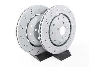 ES#4067243 - 420615301d2KT - Front Cross-Drilled Brake Rotor - Pair (365x34) - Restore the stopping power in your vehicle. Formula Z Drilled! - Zimmermann - Audi