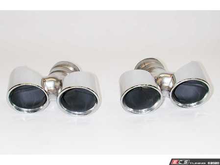 ES#4313672 - 9910800376 - 991.2 Quad Sport Exhaust Tips - Pair - Replaces stock tips on Porsche 991.2 and converts to sport package look. Polished T304 stainless steel with aircraft quality TIG welding. - Racing Dynamics - Porsche