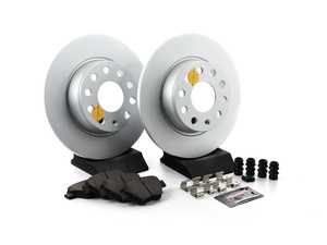 ES#3989013 - CRK5667 - Power Stop Z23 Evolution Sport Coated Rear Brake Kit (272mm) - A premium rear axle upgrade package featuring high-carbon smooth Geomet coated performance rotors and low-dust carbon-fiber ceramic pads. - Power Stop - Volkswagen