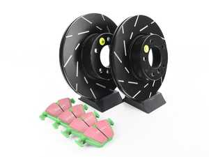 ES#2963274 - S2KF1133 - Front EBC Stage 2 Sport Brake Kit - Slotted  - EBC Stage 2 Brake Kits include EBC GreenStuff 2000 Series brake pads that are specifically designed for light SUVs and cars combined with EBC Slotted Brake Rotors. These pads can improve brake effect by up to 15%. - EBC - BMW