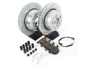 ES#3477752 - K5491-26 - Z26 Street Warrior Brake Kit - Rear - Includes performance drilled and slotted rotors and Power Stop's Extreme Carbon-Fiber Ceramic pads. - Power Stop - BMW