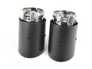 ES#4305404 - 004735LA02KT - ECS UNIVERSAL Swivel Exhaust Tips - 3.5" Carbon Fiber - Pair - Carbon Fiber exhaust tips featuring swivel attachment for maximum adjustability. 2.5" Swivel Inlet / 3.5" Double Wall, Slant Cut Outlet - ECS - Audi BMW Volkswagen Mercedes Benz MINI Porsche
