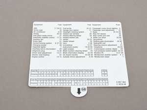 ES#165022 - 61136907364 - E39 Glove Box Fuse Label - English - Genuine BMW - BMW