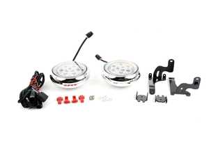 ES#3663865 - V-130022 - LED Rally Light Set - Silver/Chrome R50 R52 R53  - Mounts in location of your factory upgrade grille/hood mounted additional Fog/Rally Lights **Updated install pics. ** You will need to run a additional wires from the harness. - Vinstar - MINI