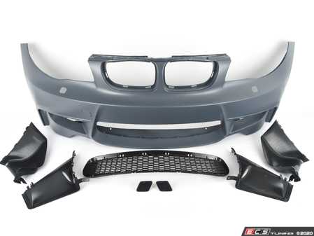 ES#3524467 - 022018ecs01 - BMW E82 1M Style Front Bumper With Airduct - Complete direct bolt on front bumper designed to fit with stock fenders and hood. This version has airducts instead of foglights. - ECS - BMW
