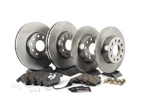 ES#3159636 - KOE5747 - Autospecialty Brake Service Kit - Front & Rear (288x25/272x10) - Stock replacement brake kit with hardware, featuring OE replacement brake rotors and high performance Evolution ceramic pads - Power Stop - Volkswagen
