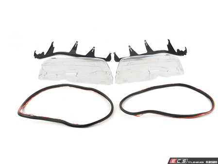 ES#4152107 - 63126929565KT2 - Xenon Headlight Lens Kit - Includes left and right Genuine BMW lens, cover strips, and after market sealing gaskets. - Assembled By ECS - BMW